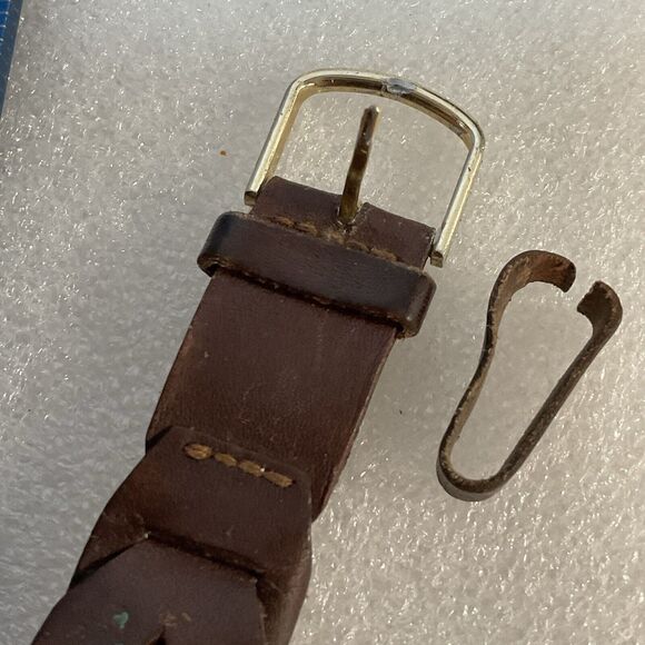 Vtg Timex Watch Men 38mm Indiglo Gold Tone Compass Bezel Leather New Battery - Picture 9 of 16